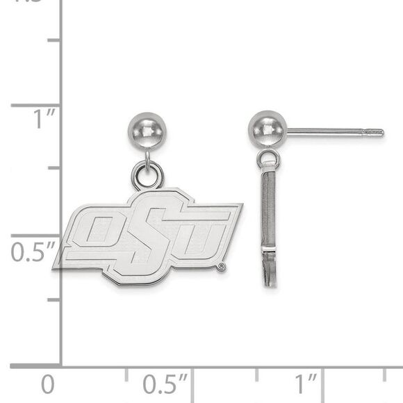 Sterling Silver Oklahoma State University Ball Dangle Earrings